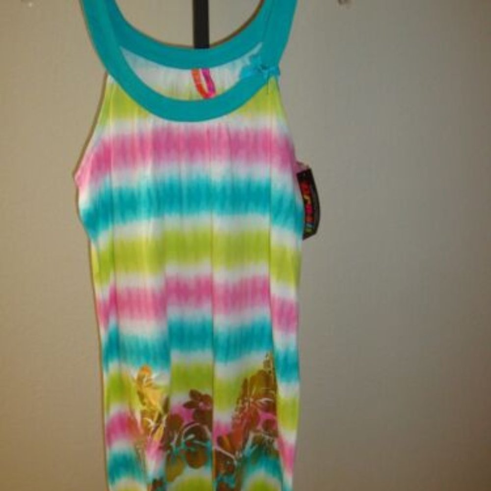 Jenni Nightgown Stripes with Gold Foil Floral XS